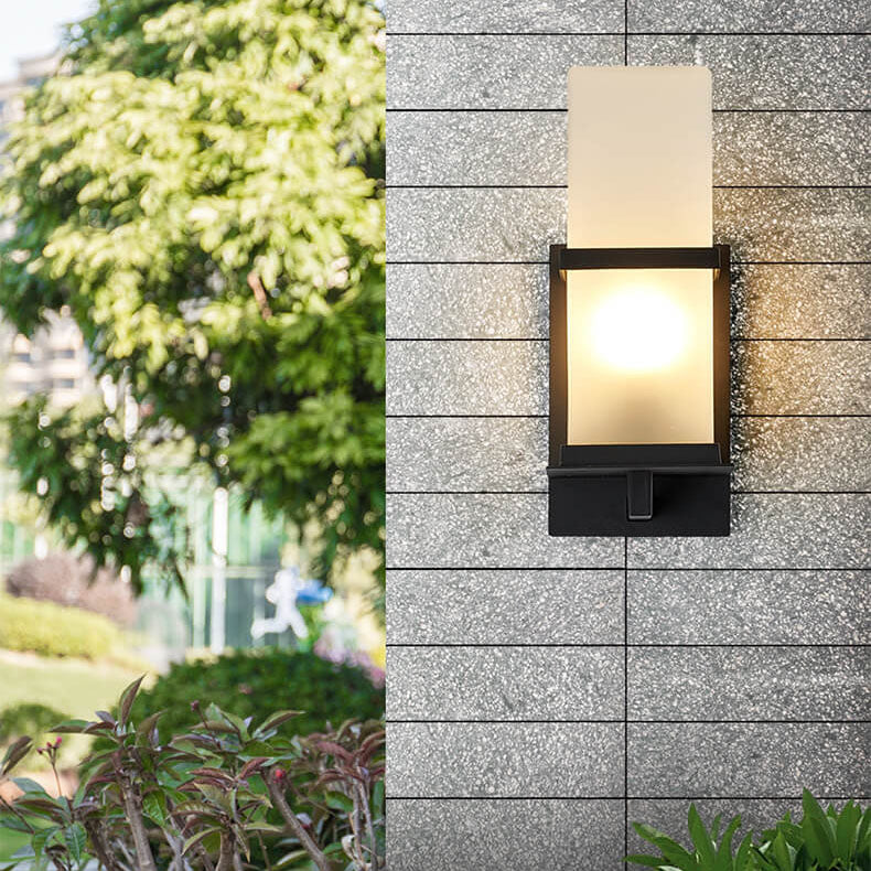 Column Frosted Glass Outdoor Light