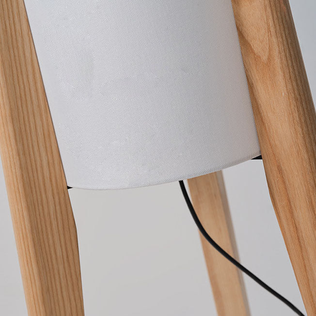 Traditional Chinese Fabric Cylinder Floor Lamp
