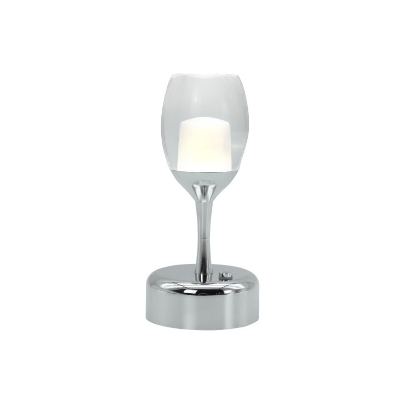 Wine Glass Chrome Night Table Lamp