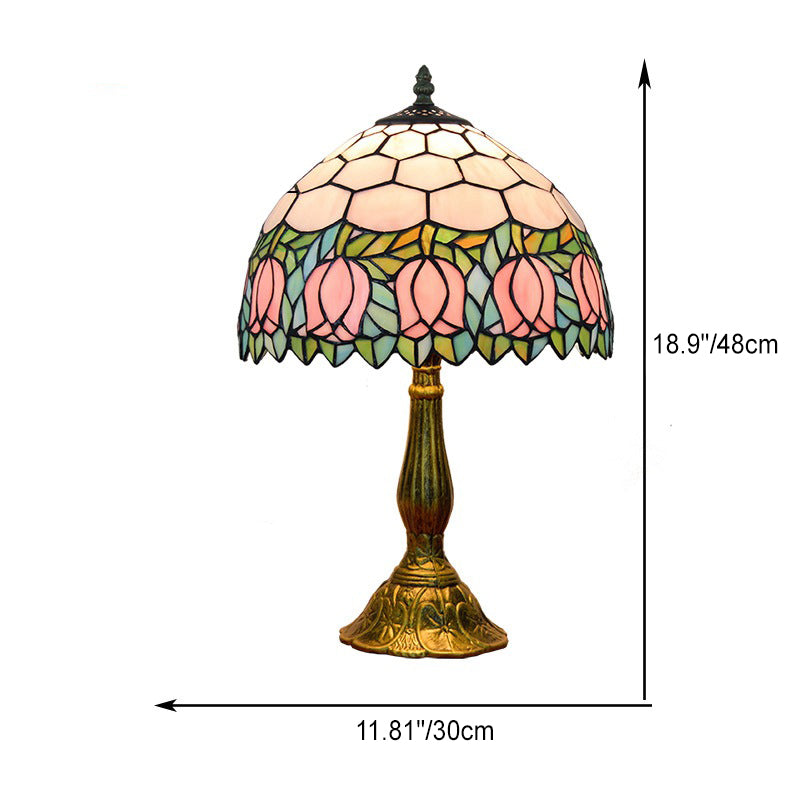 Tulip Floral Aluminum Stained Table Lamp