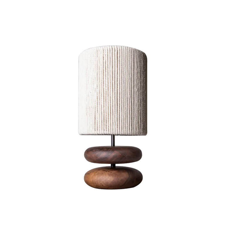 Walnut Fabric Lampshade Cylinder Table Lamp