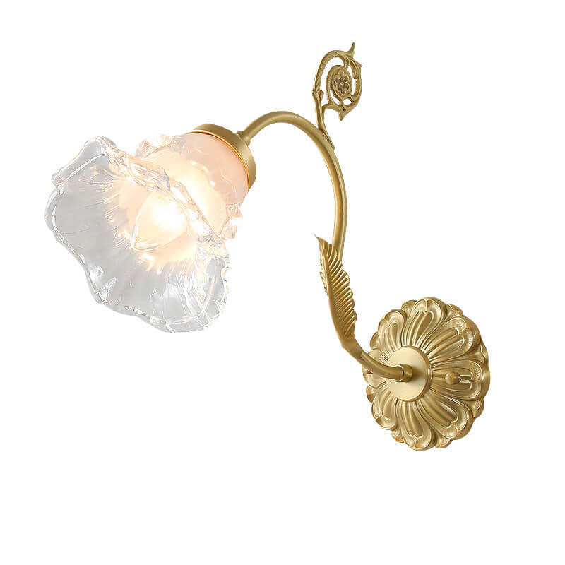 Glass Flower Copper Living Wall Lamp
