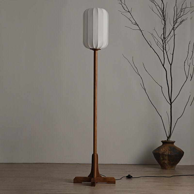 Japanese Zen Rosewood Base Floor Lamp