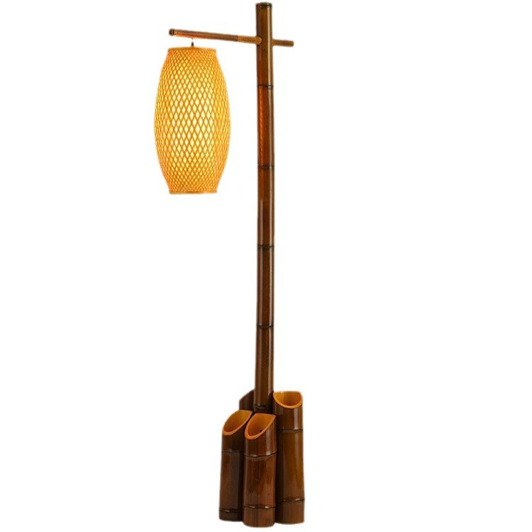 Traditional Chinese Bamboo Tube Floor Lamp