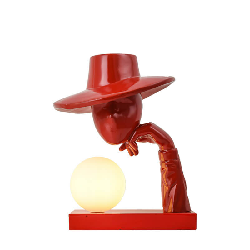 Abstract Hat-Wearing Human Figure Table Lamp