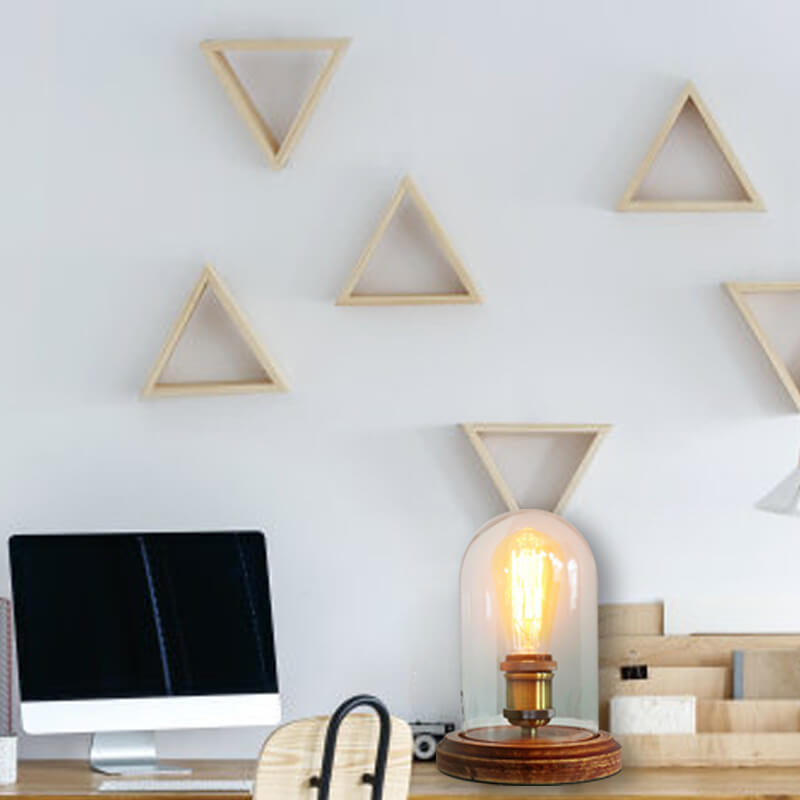 Wood Glass Table Lamp