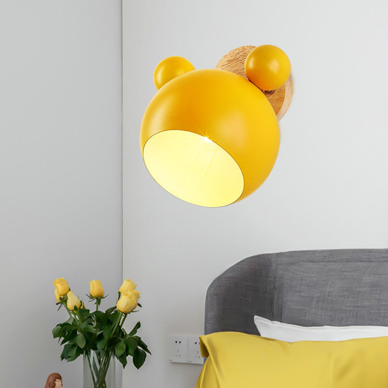 Cartoon Bear Dome Kids Wall Lamp