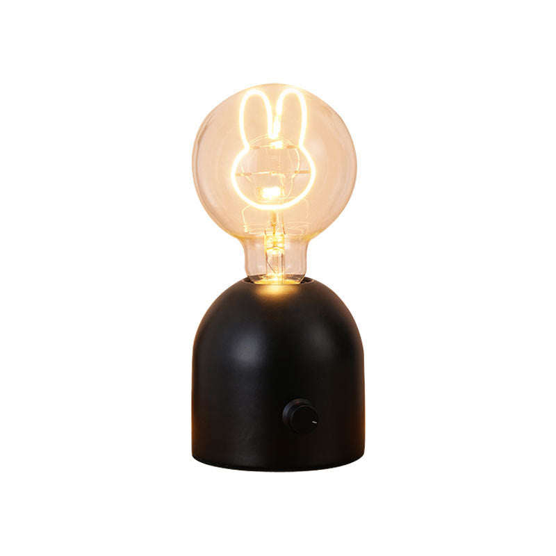 Round Glass Wood Bedroom Table Lamp