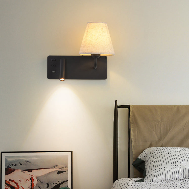 Iron Aluminum Fabric Cone Wall Lamp