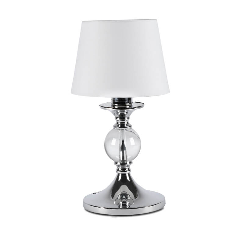 European-style White Fabric Chrome Table Lamp