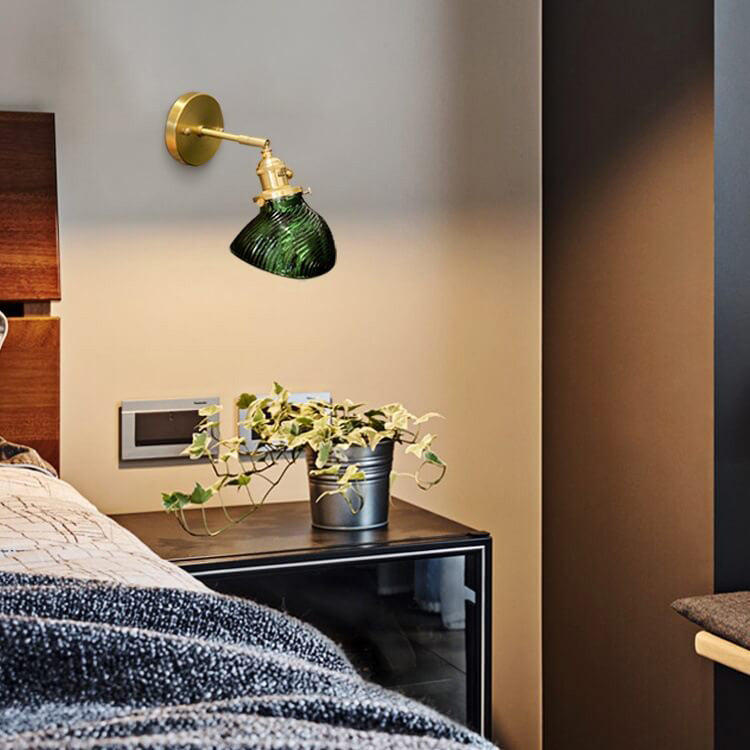 Emerald Glass Brass Straight Wall Lamp