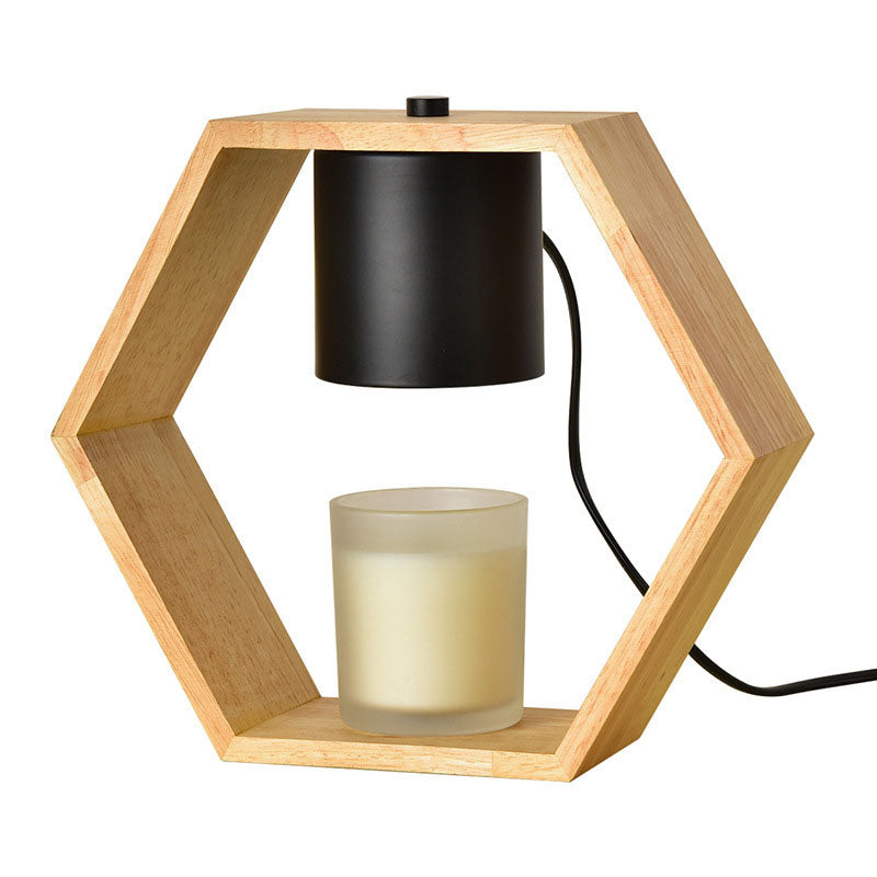 Hexagonal Metal Wood Aromatherapy Table Lamp