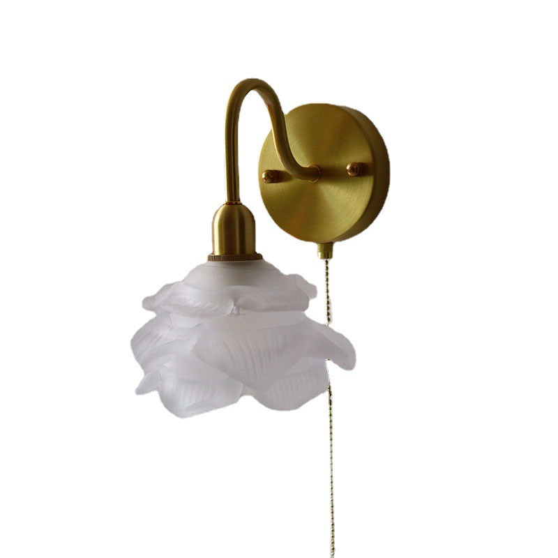 Floral Frosted Glass Pull Wall Lamp