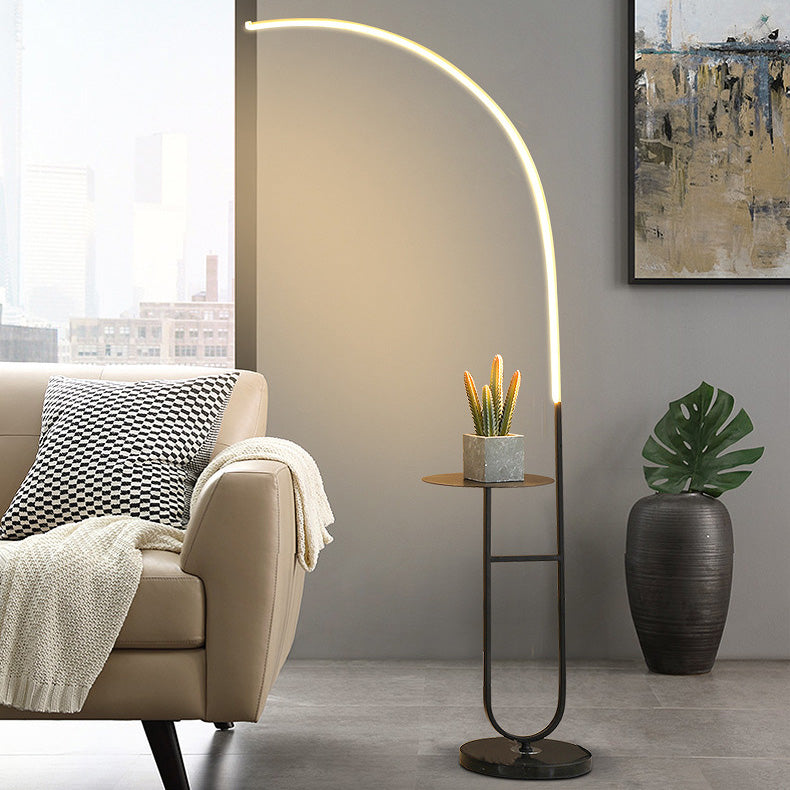 Arc Aluminum Strip Marble Floor Lamp