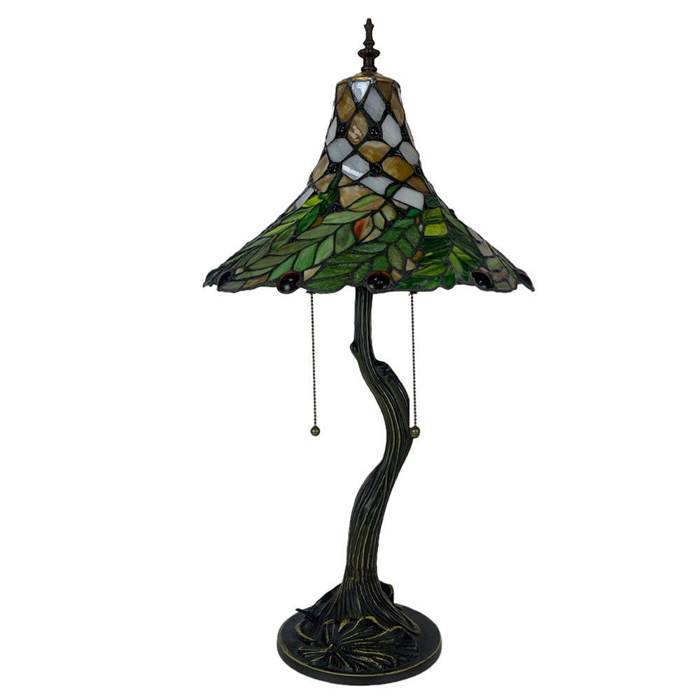 Alloy Glass Horn Flower 2-Light Table Lamp