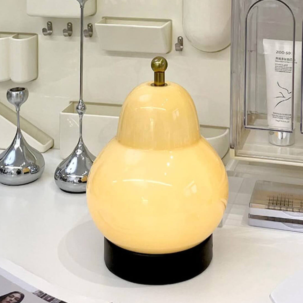 Metal Glass Pear Bedroom Table Lamp