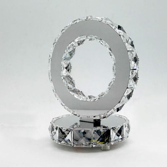 Crystal Round Stainless Steel Table Lamp