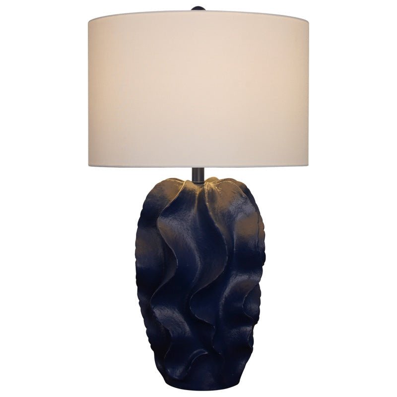 Fabric Blue Color Painting Table Lamp