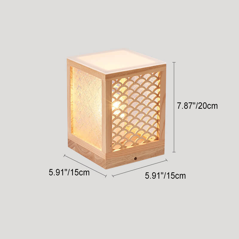 Harajuku Solid Wood Hollow Table Lamp