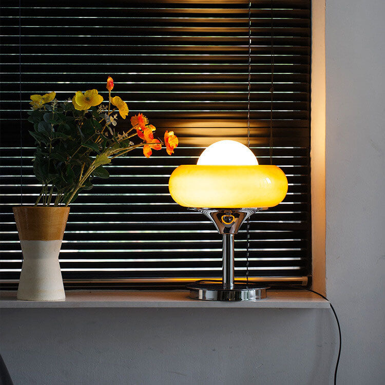Glass Egg Tart Iron Table Lamp