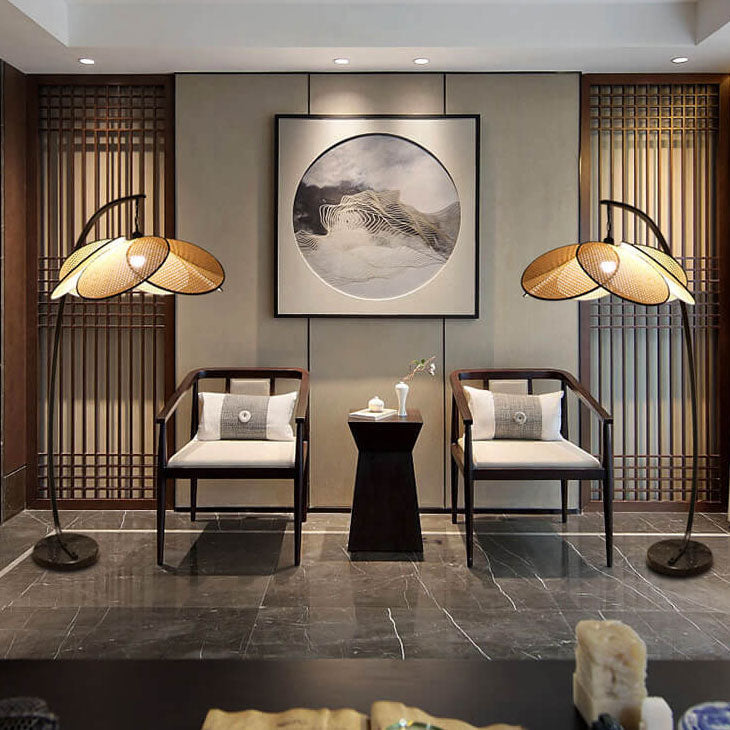 Rattan Flower Shape Living Floor Lamp