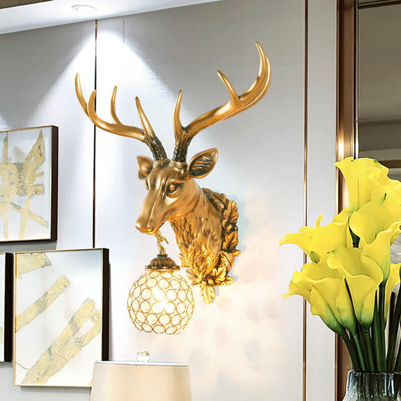 Deer Head Resin Wall Lamp