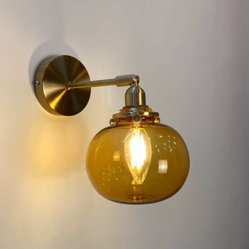 Round Ball Glass Brass Wall Lamp