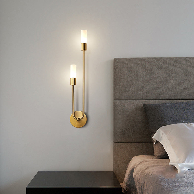 Cylindrical Iron Acrylic Bedroom 2-Light Wall Lamp