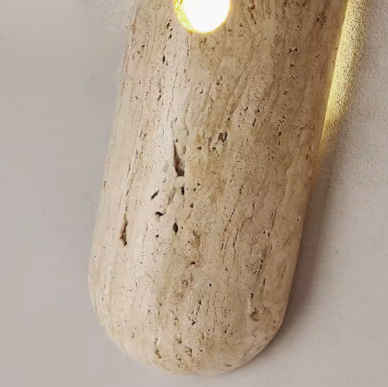 Yellow Travertine Half Oval Wall Lamp