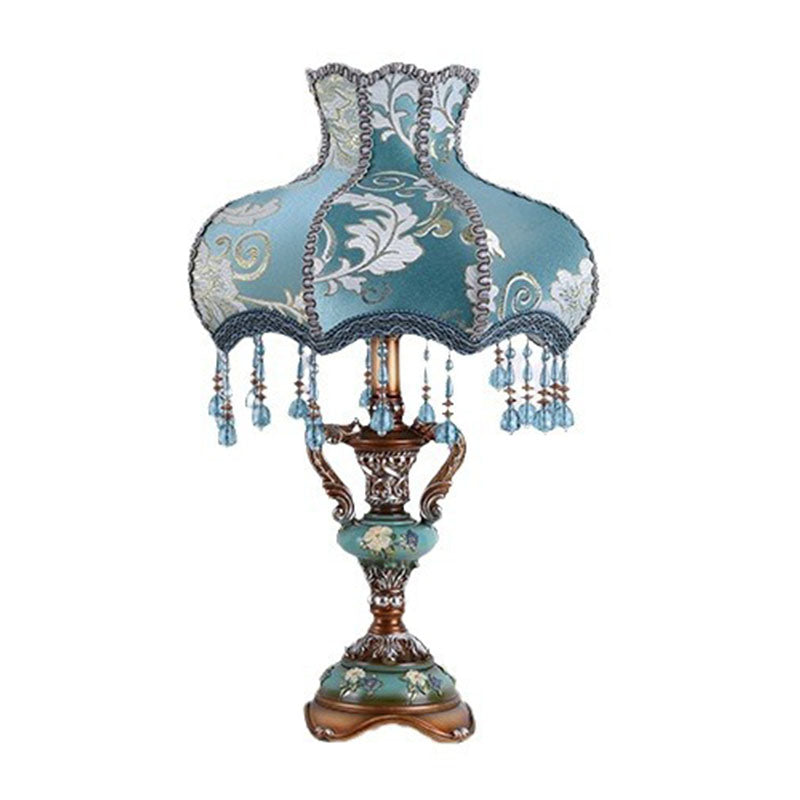 Blue Fabric Tassel Resin Table Lamp