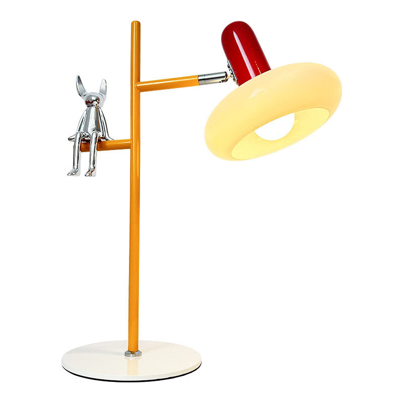 Round Glass Iron Rabbit Table Lamp