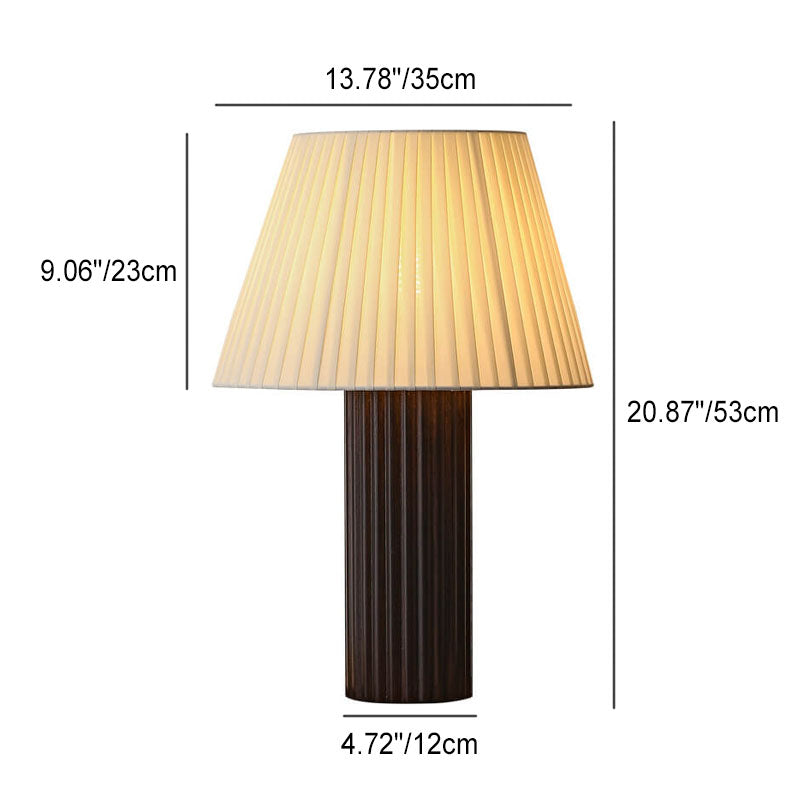 Pleated Fabric Column Wood Table Lamp