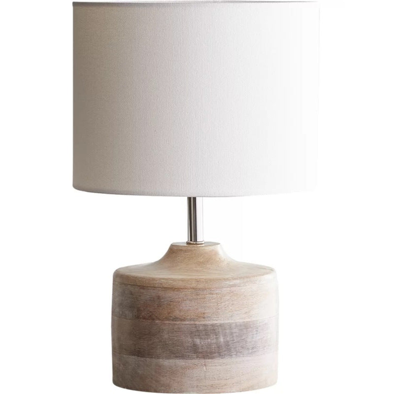 Fabric Cylinder Solid Wood Table Lamp
