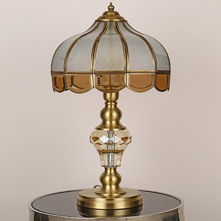 Umbrella Copper Crystal Glass Table Lamp