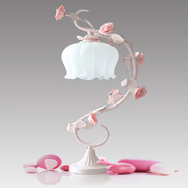 Romantic Pink Glass Ceramics Table Lamp