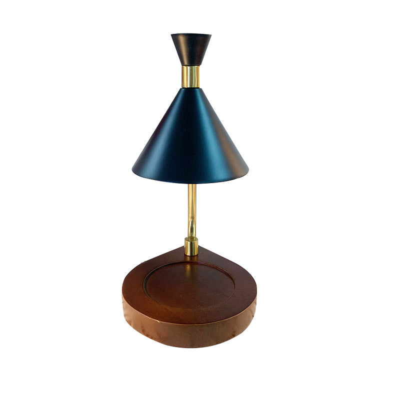 Iron Conical Wooden Melting Table Lamp