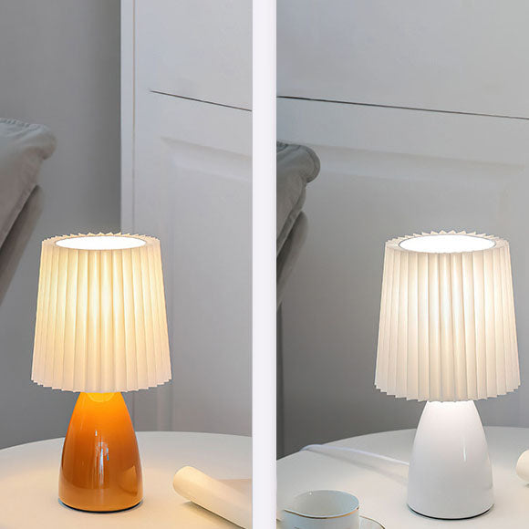 Pleated Fabric Ceramics Bedroom Table Lamp