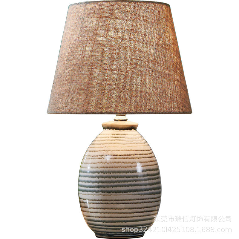 Oval Pot Ceramic Fabric Table Lamp