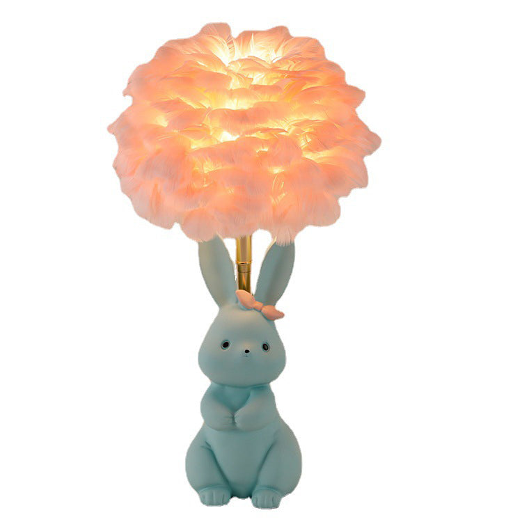 Rabbit Feather Orb Metal Table Lamp