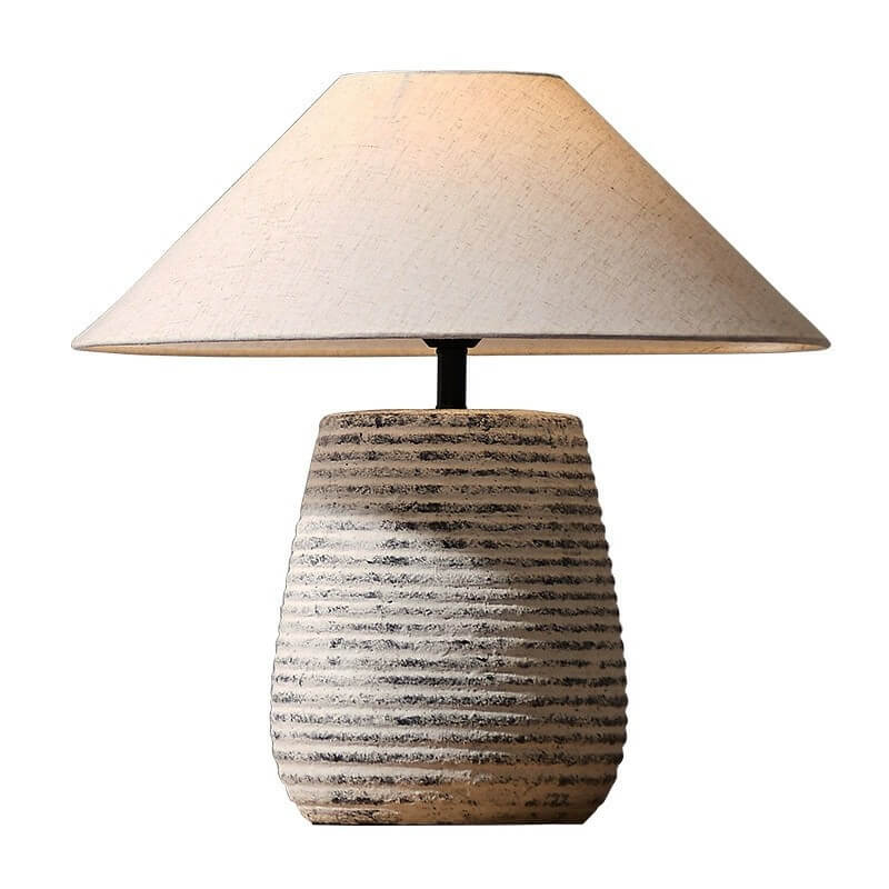 Cone Fabric Ceramic Column Table Lamp