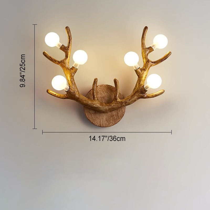 Resin Antler Tree Branch 6-Light Wall Lamp
