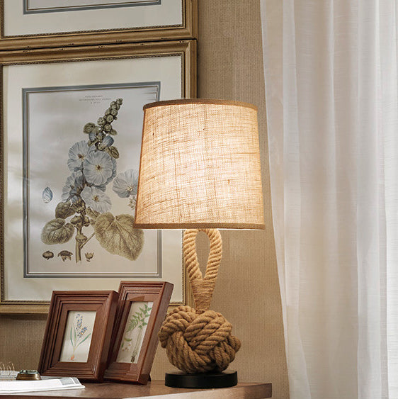 Round Iron Hemp Rope Table Lamp