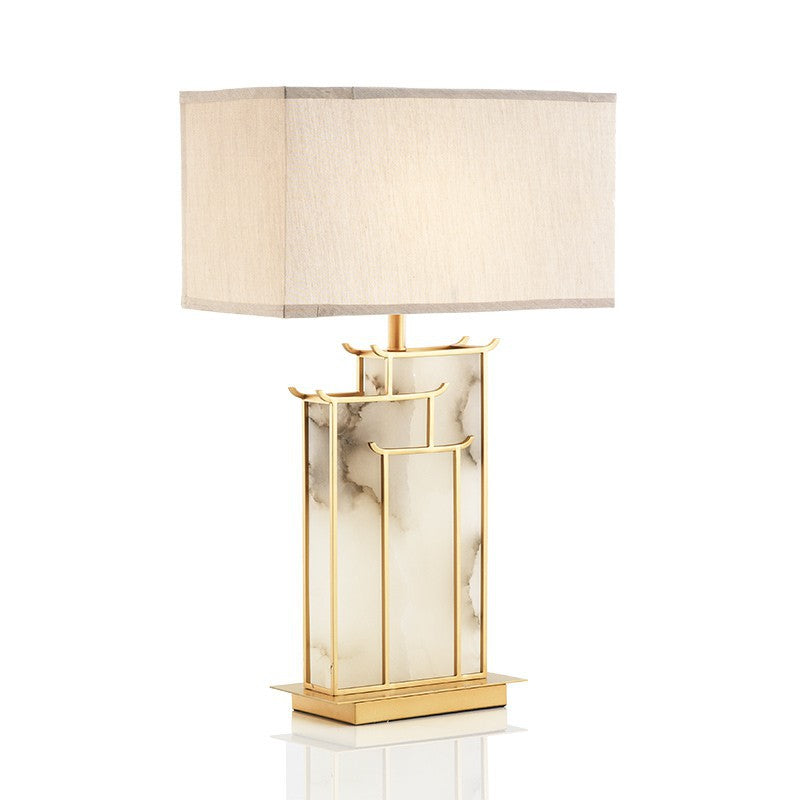 Fabric Square Marble Home Table Lamp