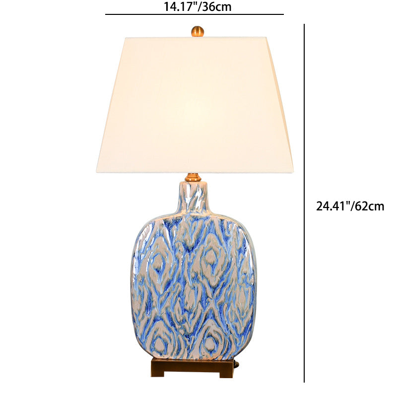 Square Copper Ceramic Fabric Table Lamp