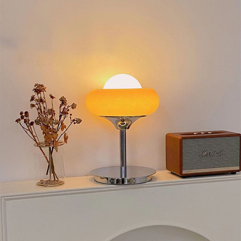 Glass Egg Tart Iron Table Lamp