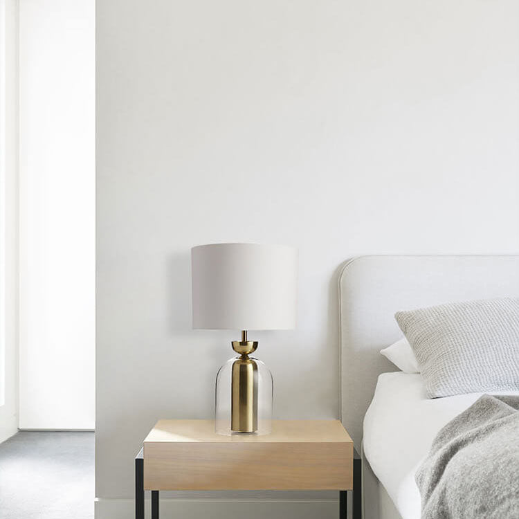 Fabric Cylinder Glass Table Lamp