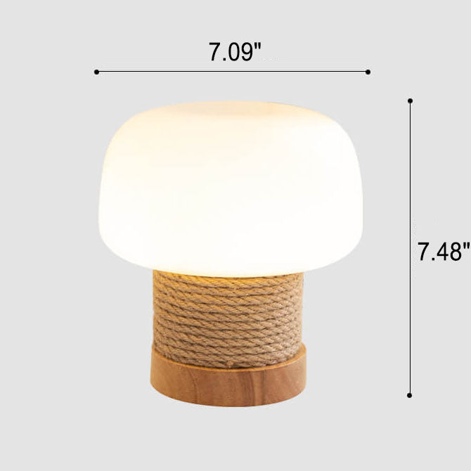 Creamy Mushroom Glass Twine Table Lamp