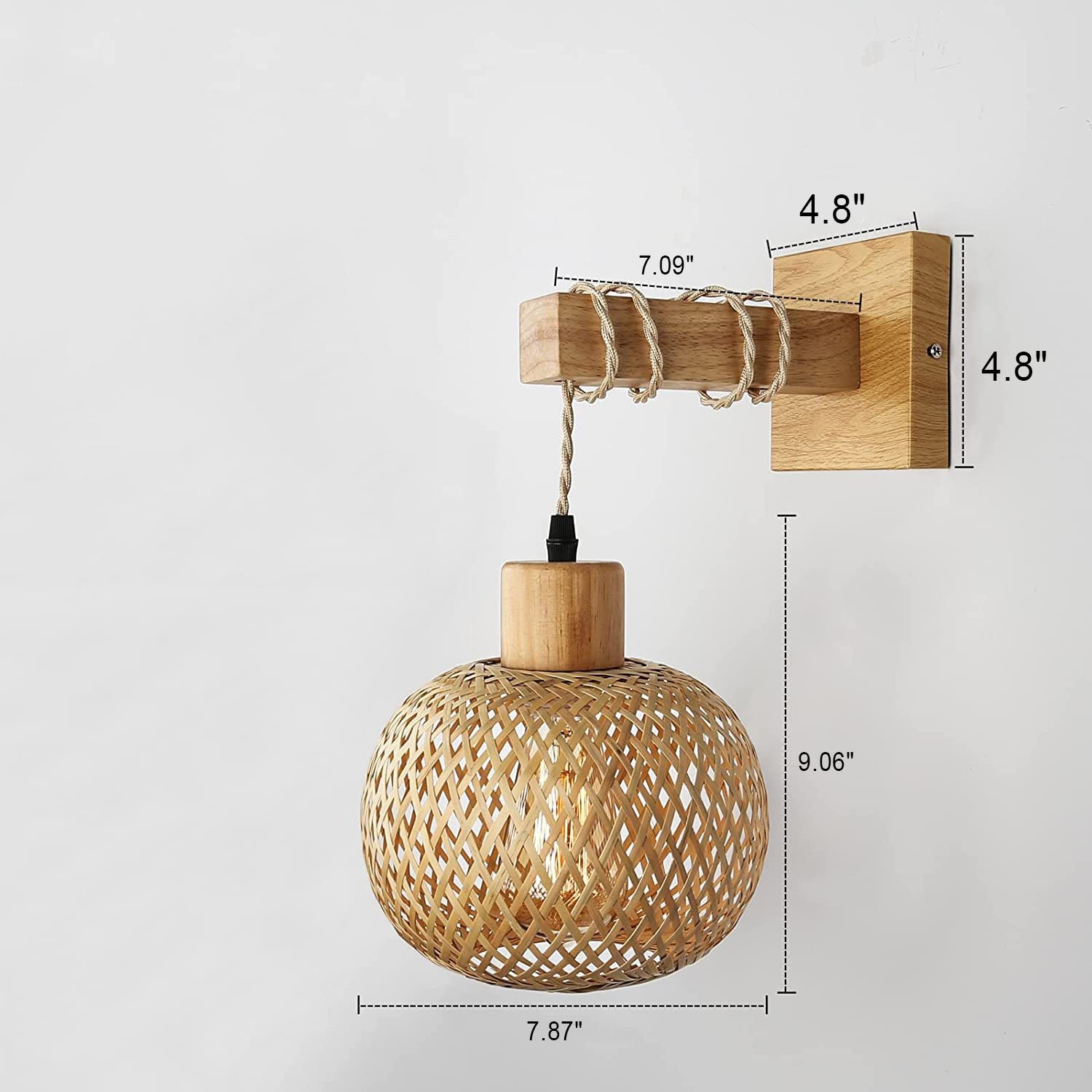Round Head Rattan Weaving Wall Lamp