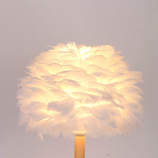 Feather Decorative Solid Wood Table Lamp