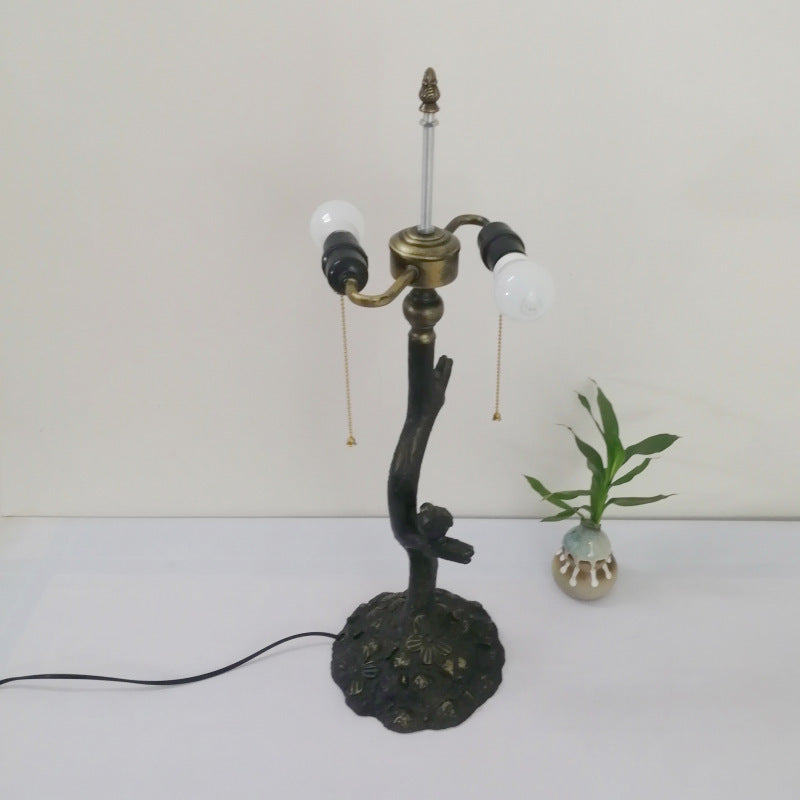 Flower Stained Glass Resin 2-Light Table Lamp